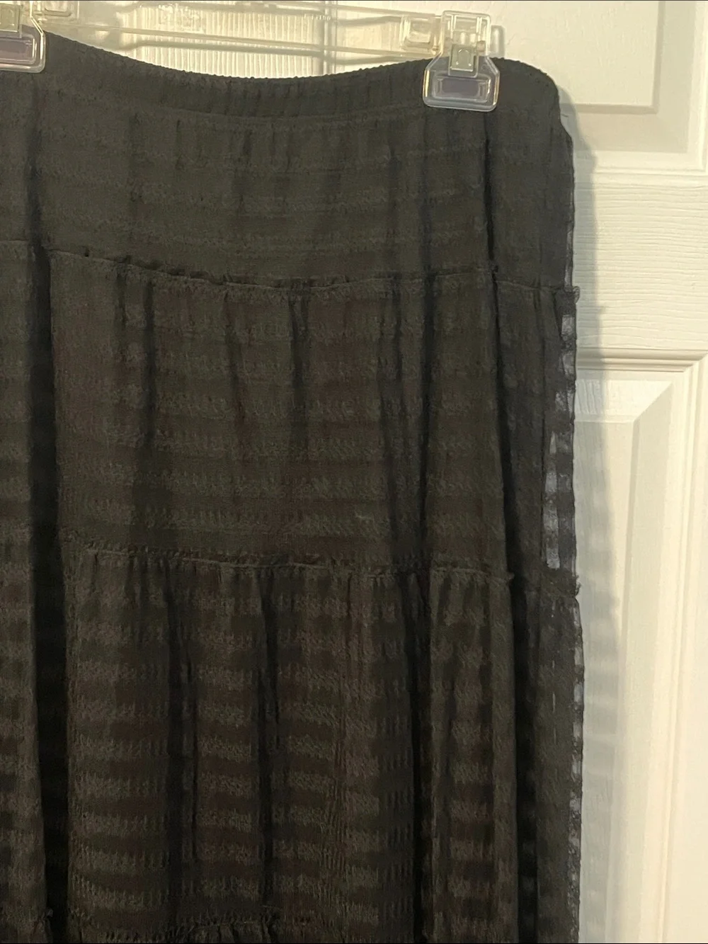 Sophie Max Black Tiered Maxi Skirt Sz- L